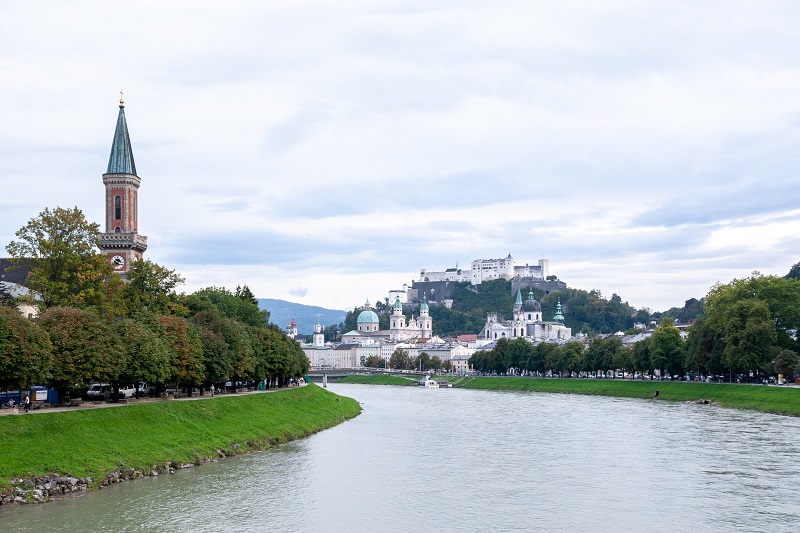 Salzach river in Salzburg Austria.