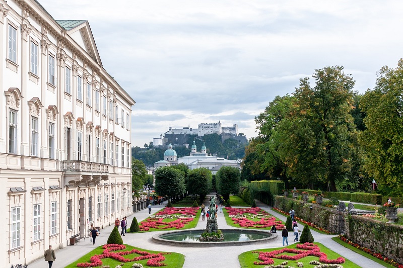 Salzburg 1 Day Itinerary Hohensalzburg Fortress View from Mirabel Gardens